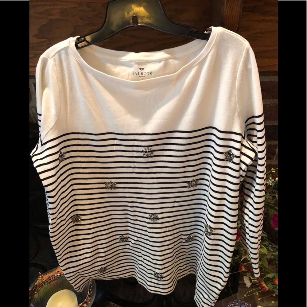SOLD - Talbots embellished top with snowflake-like detail